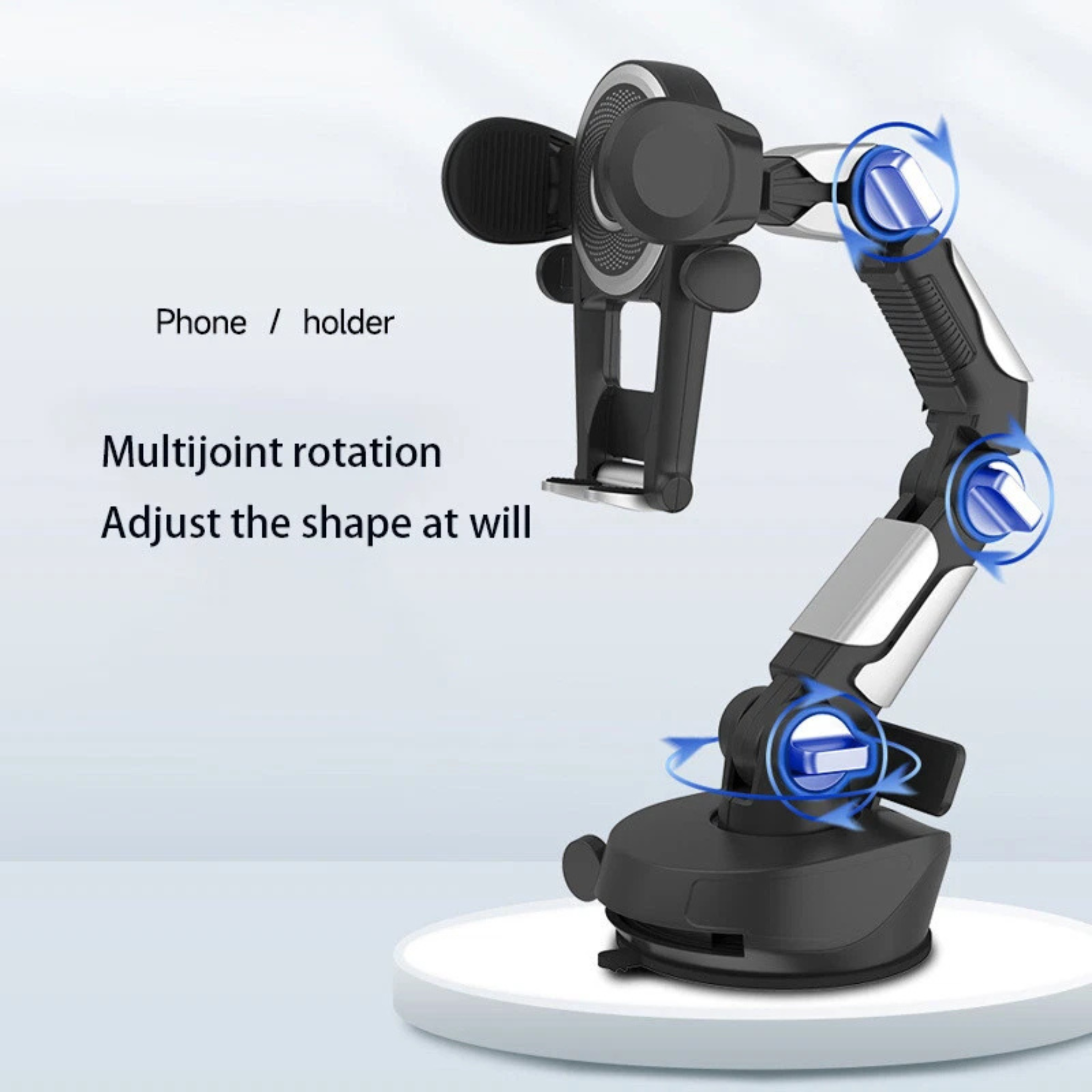 Magnetic Car Phone Holder with Suction Cup – Adjustable Gravity Mount for 4-7 Inches Phones