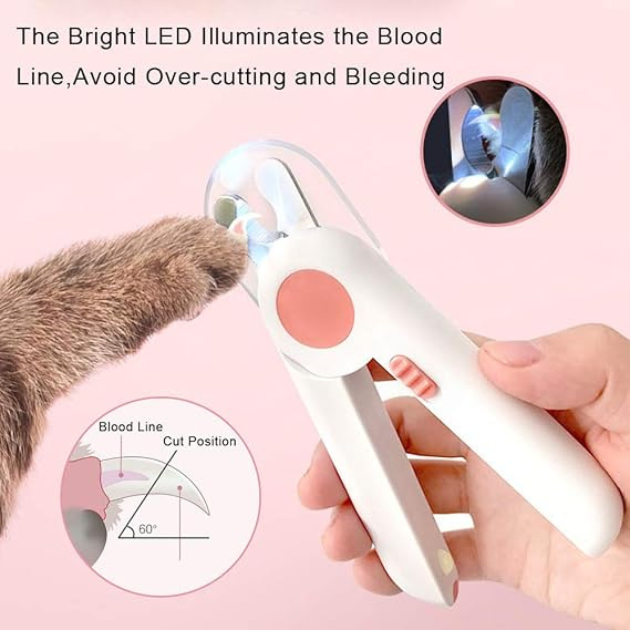 Pet Nail Clipper with Light – Ergonomic Grooming Tool
