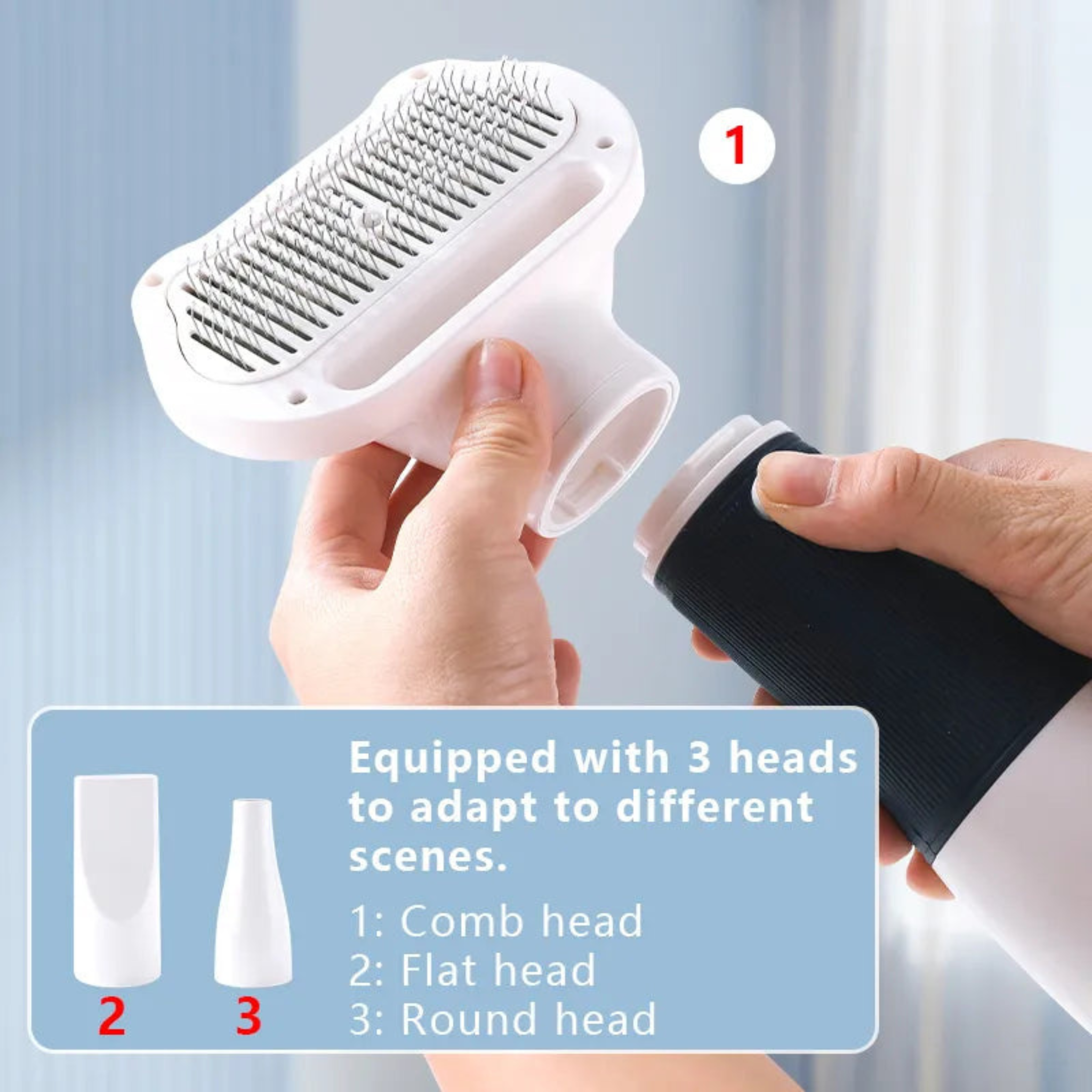 Pet Electric Grooming Brush – 20,000 RPM, Includes 2 Wind Heads