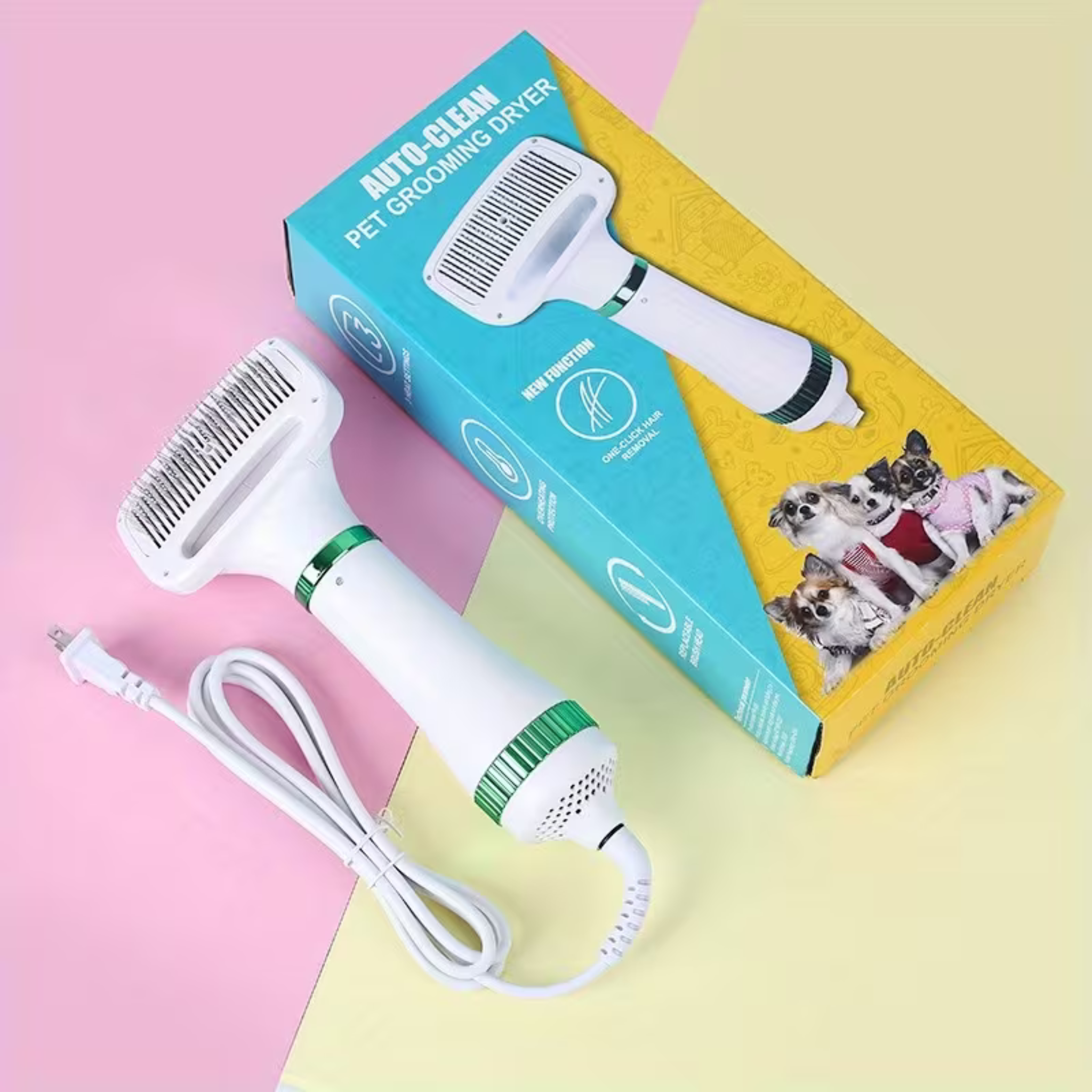 Pet Electric Grooming Brush – 20,000 RPM, Includes 2 Wind Heads