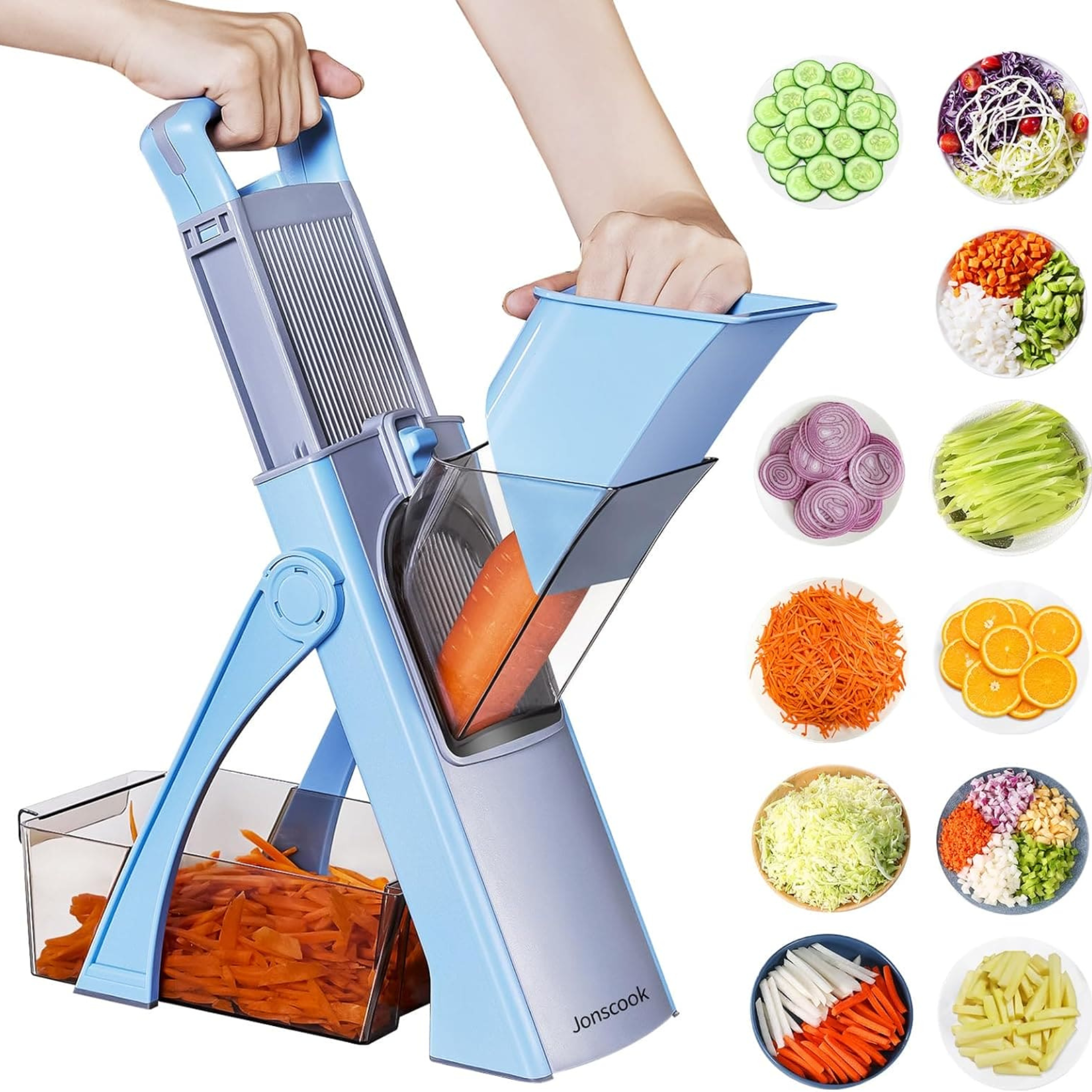 Vegetable Chopper with Container – 4-in-1 Standing Cutter, Easy Clean
