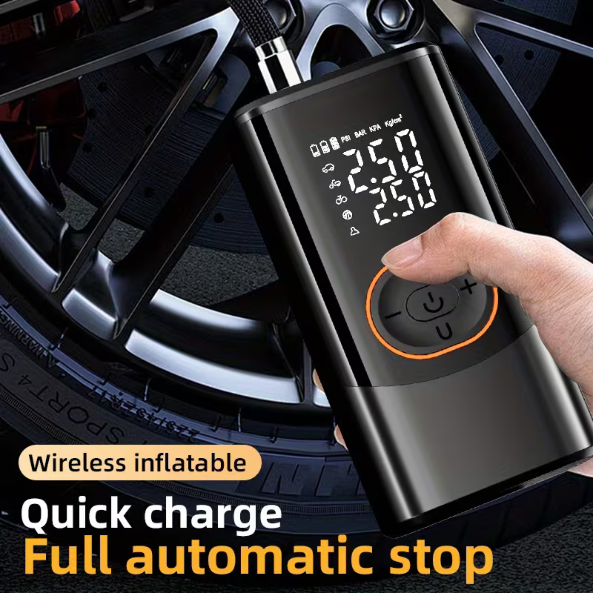 Tire Inflator Portable Air Compressor – 150PSI Cordless Car Pump Dual Power