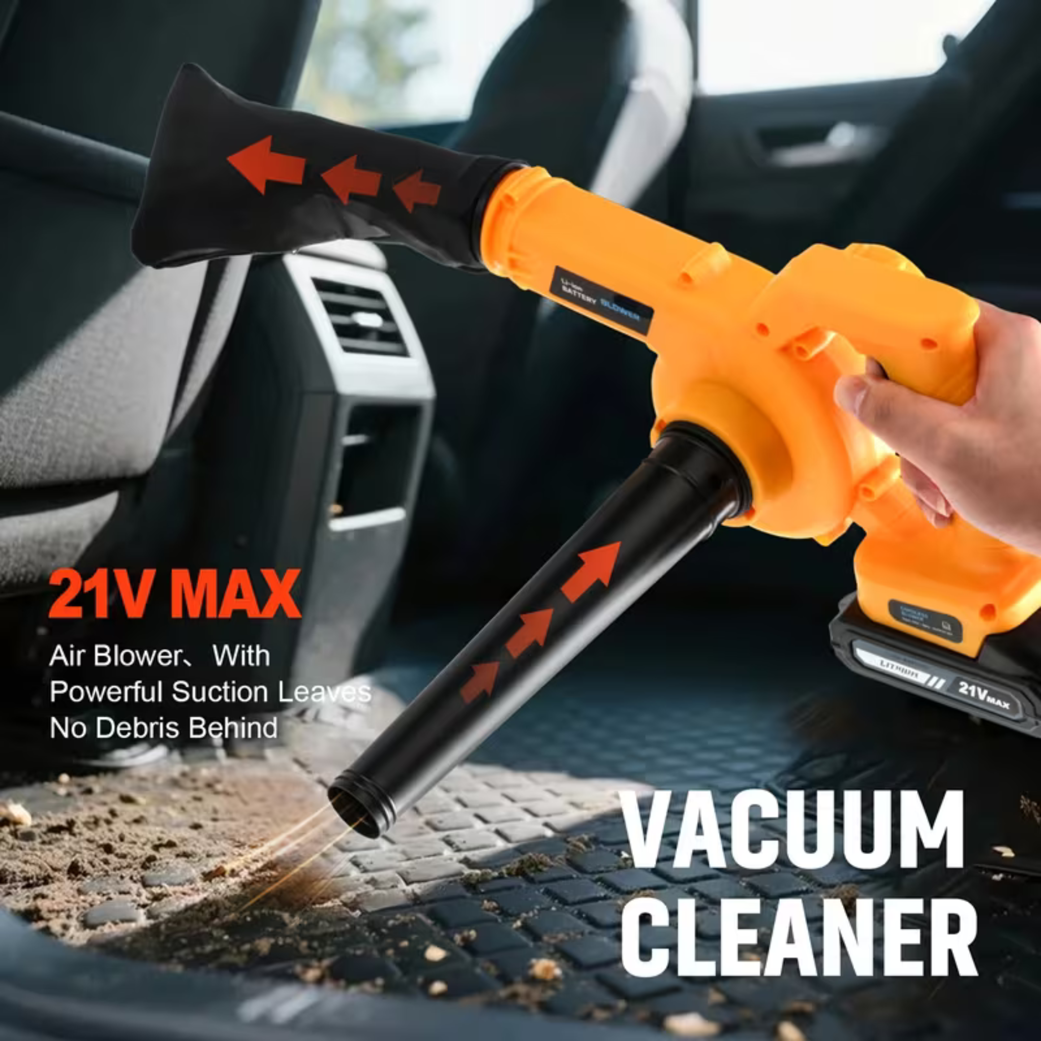 Lightweight 2-IN-1 Leaf Blower & Vacuum – 20V 100MPH Strong Power for Lawn & Snow
