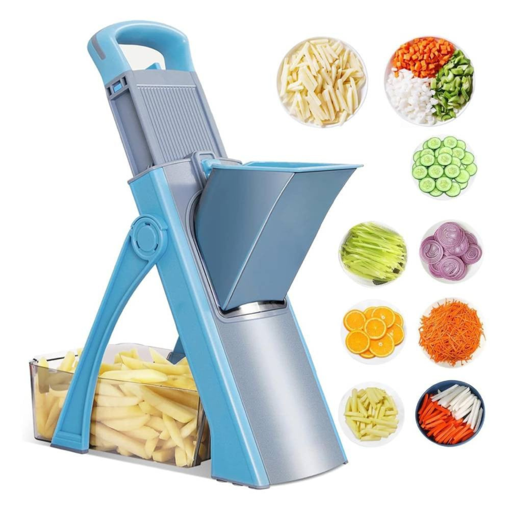 Vegetable Chopper with Container – 4-in-1 Standing Cutter, Easy Clean