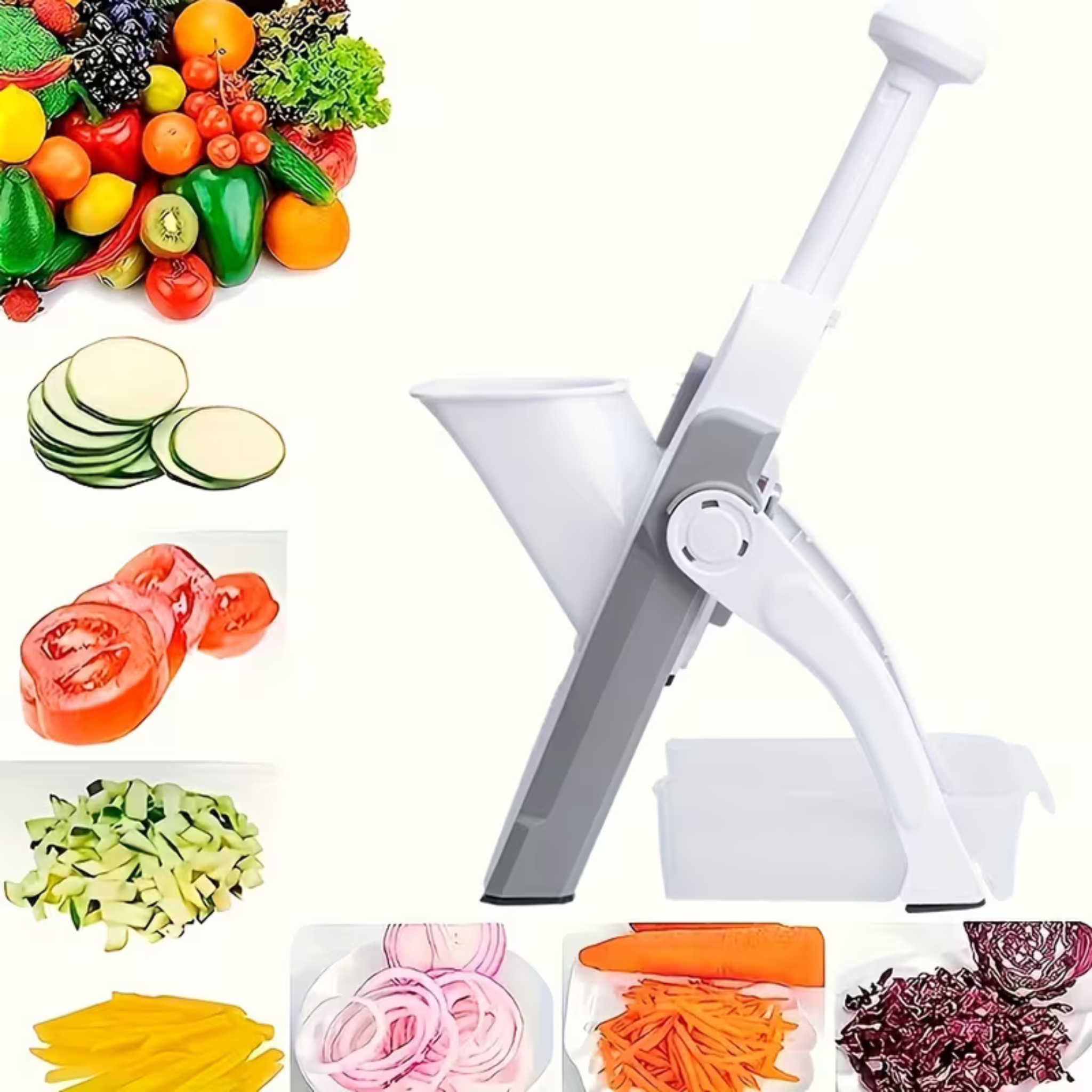 Multi-Purpose Vegetable Slicer – 4-in-1 Manual Cutter for Home Kitchen