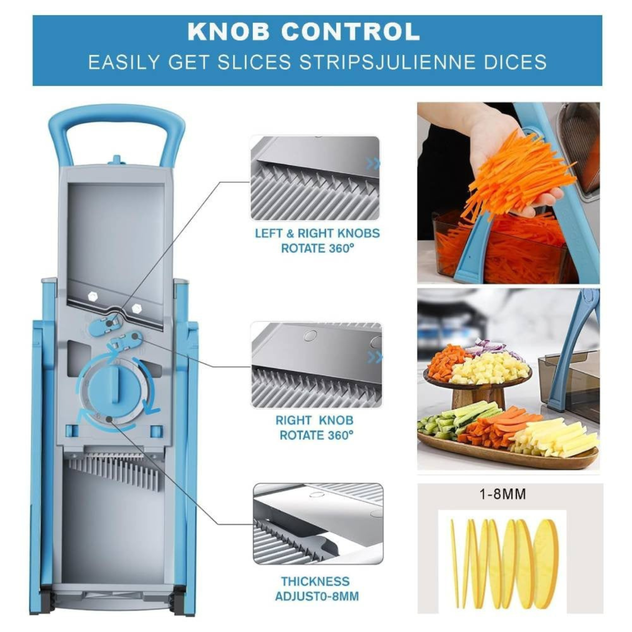 Vegetable Chopper with Container – 4-in-1 Standing Cutter, Easy Clean