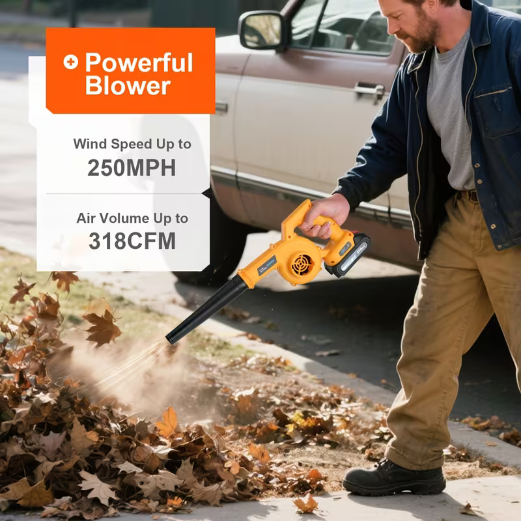 Lightweight 2-IN-1 Leaf Blower & Vacuum – 20V 100MPH Strong Power for Lawn & Snow