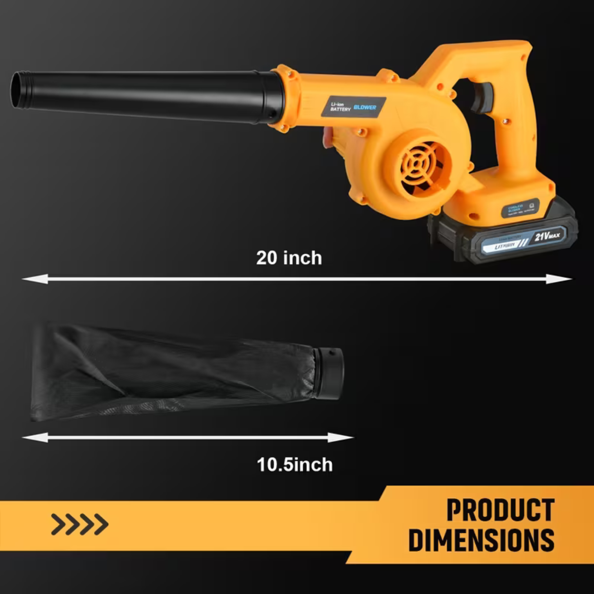 Lightweight 2-IN-1 Leaf Blower & Vacuum – 20V 100MPH Strong Power for Lawn & Snow