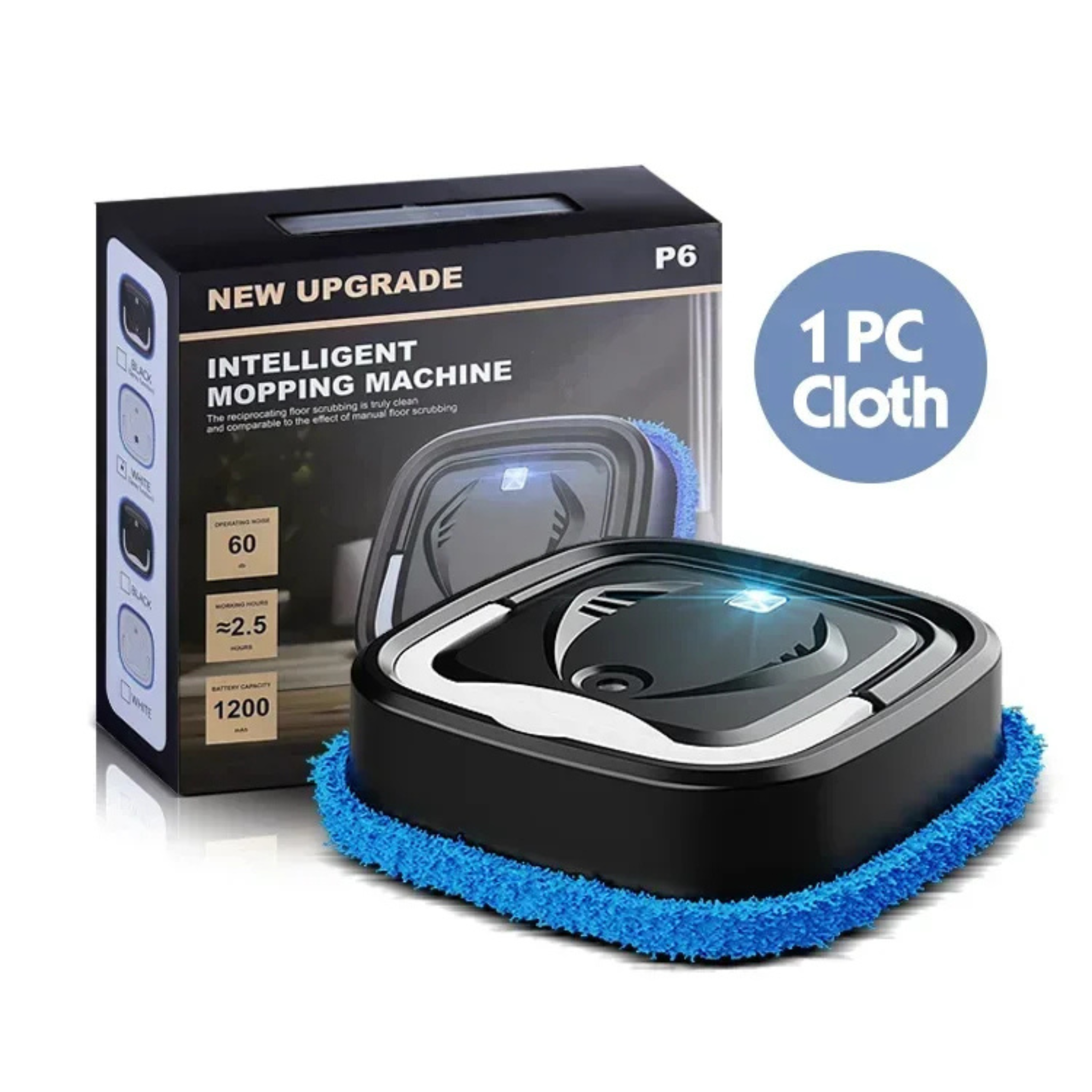 Automatic Robot Vacuum – 90 Min Runtime, USB Charging, Microfiber Wipes